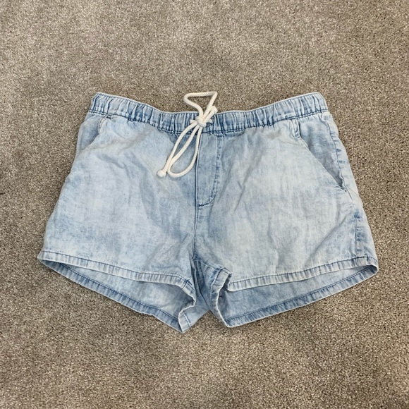 aerie Pants - Aerie vintage jean wash pull on tie front shorts